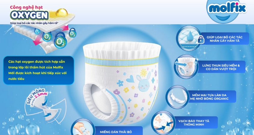 Công nghệ Oxygen trên tã Molfix mới