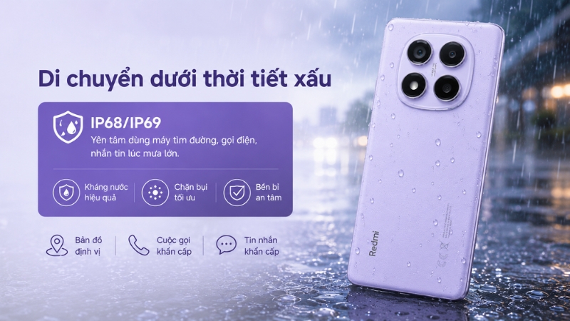 Với IP68/IP69 c&oacute; thể d&ugrave;ng v&ocirc; tư dưới trời mưa