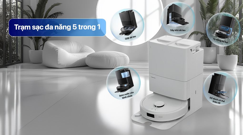 QR 798 Roborock màu trắng tinh tế, đi kèm trạm sạc 5 trong 1 đa năng, làm sạch tự động toàn diện QR 798 Roborock màu trắng tinh tế, đi kèm trạm sạc 5 trong 1 đa năng, làm sạch tự động toàn diện