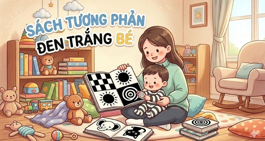 Chọn sách tương phản trắng đen để đọc cho bé