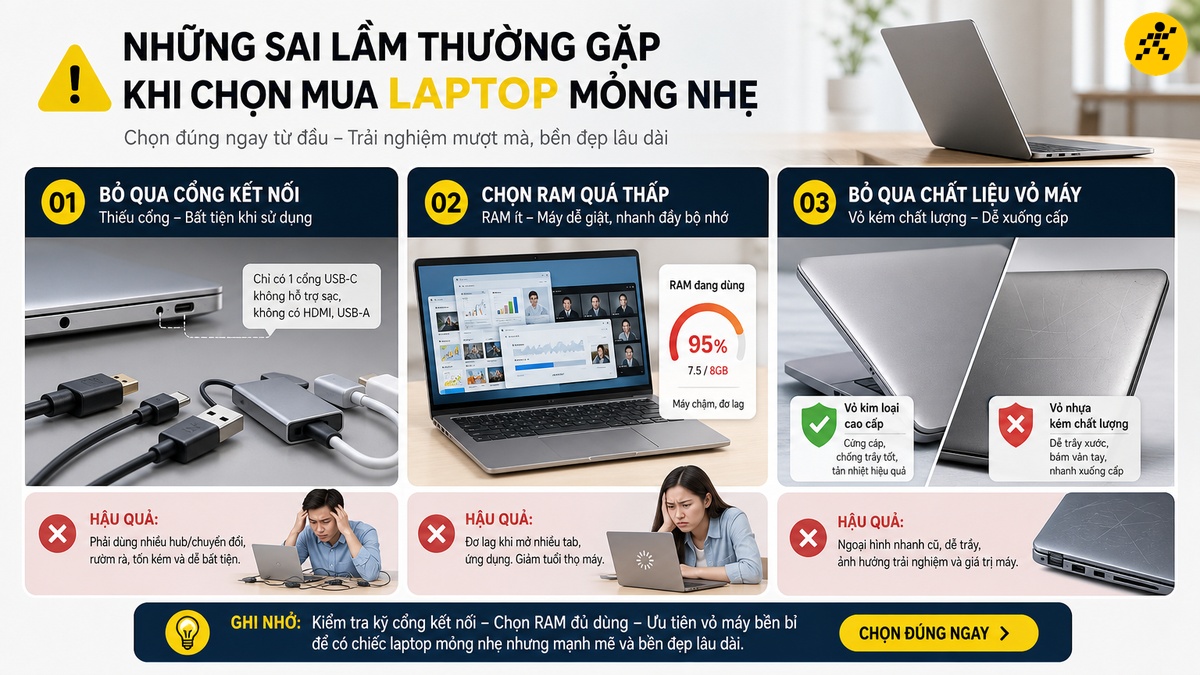 Những sai lầm thường gặp khi mua laptop mỏng nhẹ Ba sai lầm thường gặp khi chọn mua laptop mỏng nhẹ