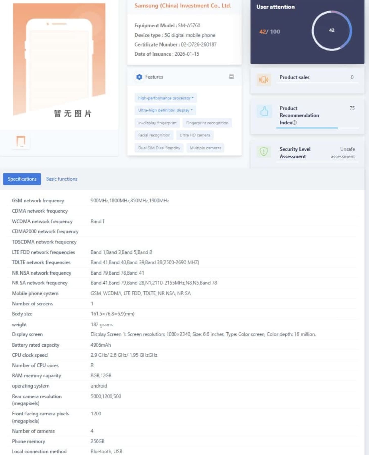 Thông tin của Samsung Galaxy được rò rỉ trên trang TENNA
