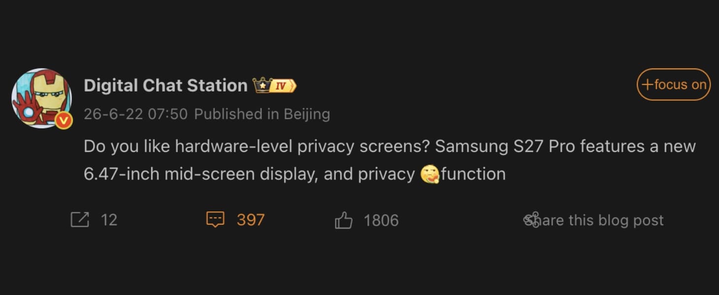 Thông tin về màn hình của Samsung Galaxy S27 Pro được hé lộ