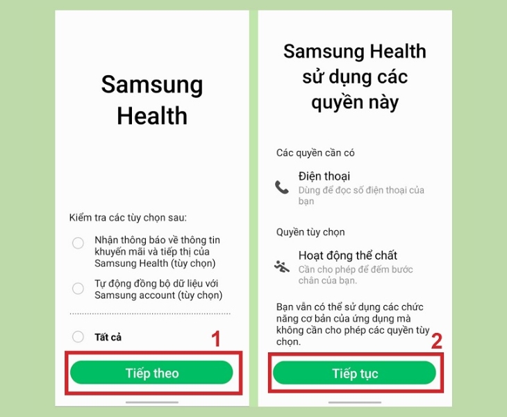 Nhấn Tiếp tục và đồng ý với các điều khoản để tiếp tục