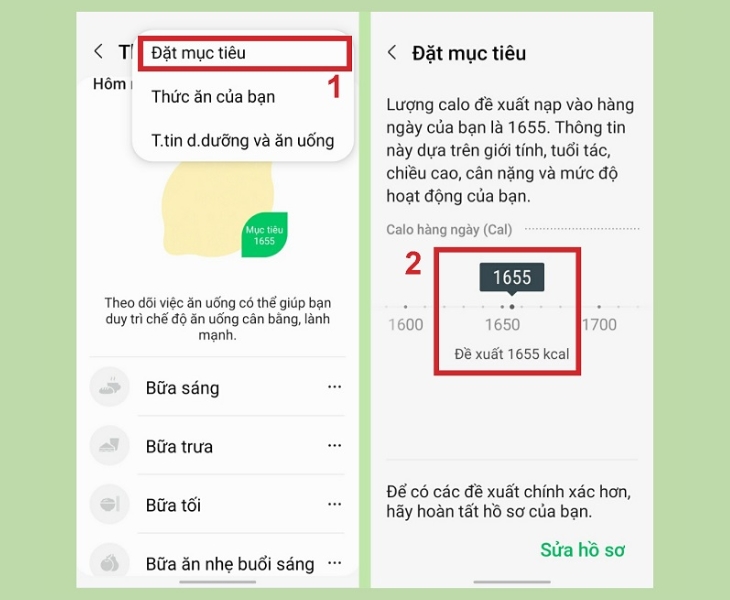 Nhập lượng calo khuyến nghị