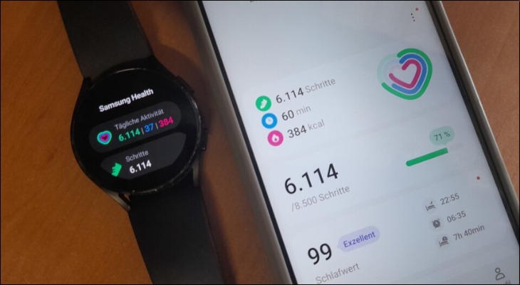 Ứng dụng Samsung Health được thiết kế với giao diện thân thiện, chia thành các mục chính giúp người dùng dễ dàng thao tác