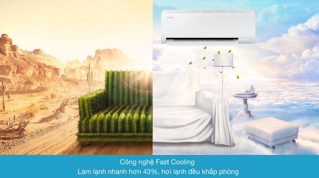 Điều hòa Samsung 1.5 HP AR13DYHZAWKNSV công nghệ làm lạnh nhanh Fast Cooling diện rộng