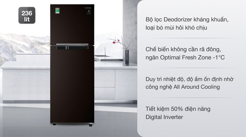 Tủ lạnh Samsung Inverter 236 lít RT22M4032BY/SV công nghệ Digital Inverter và ngăn đông mềm Optimal Fresh Zone
