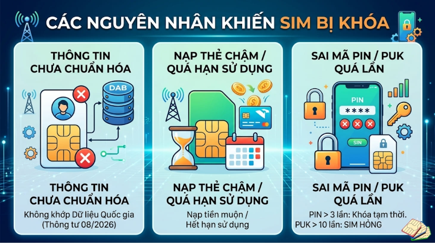 Một số lý do phổ biến mà SIM bị khóa hiện nay Một số lý do phổ biến mà SIM bị khóa hiện nay