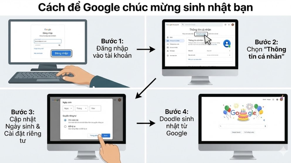 C&aacute;ch để Google ch&uacute;c mừng sinh nhật bạn