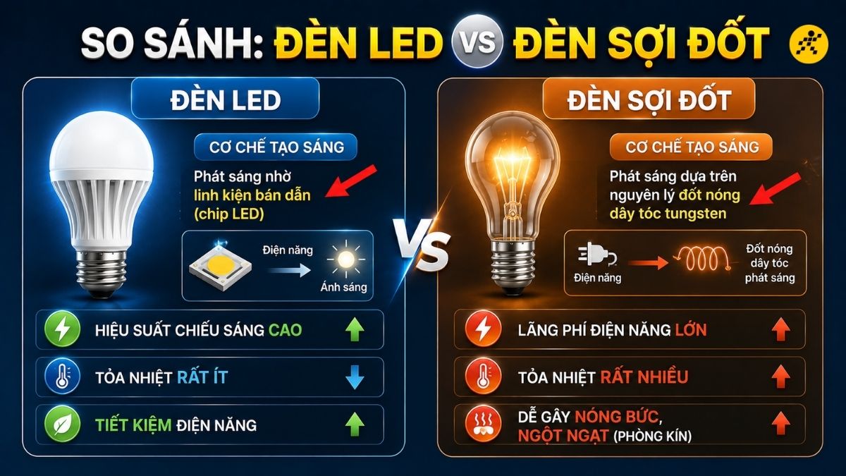 Đèn LED luôn vượt trội hơn hẳn