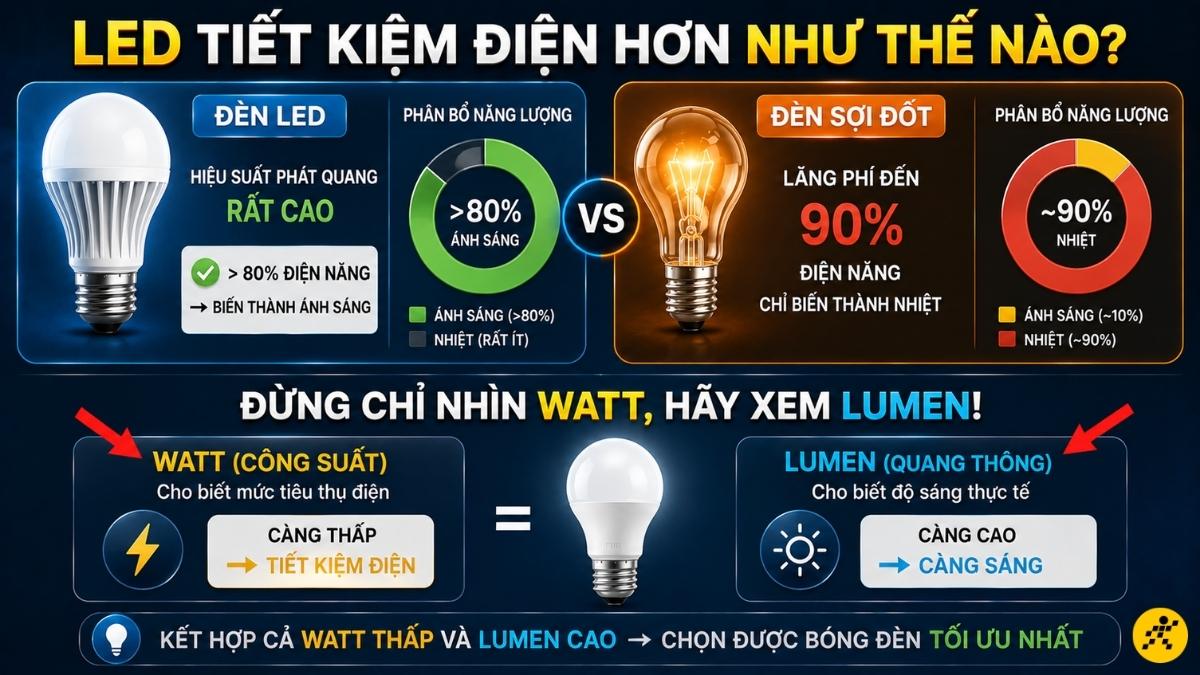 Đèn LED tiết kiệm điện hơn nhờ hiệu suất phát quang cực cao