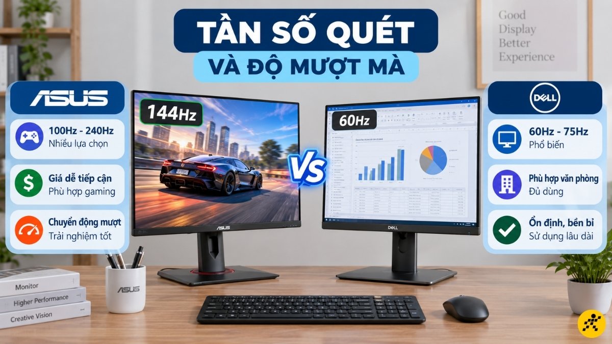 Các dòng màn hình văn phòng của Dell chỉ dừng lại ở mức 60Hz - 75Hz Các dòng màn hình văn phòng của Dell chỉ dừng lại ở mức 60Hz - 75Hz