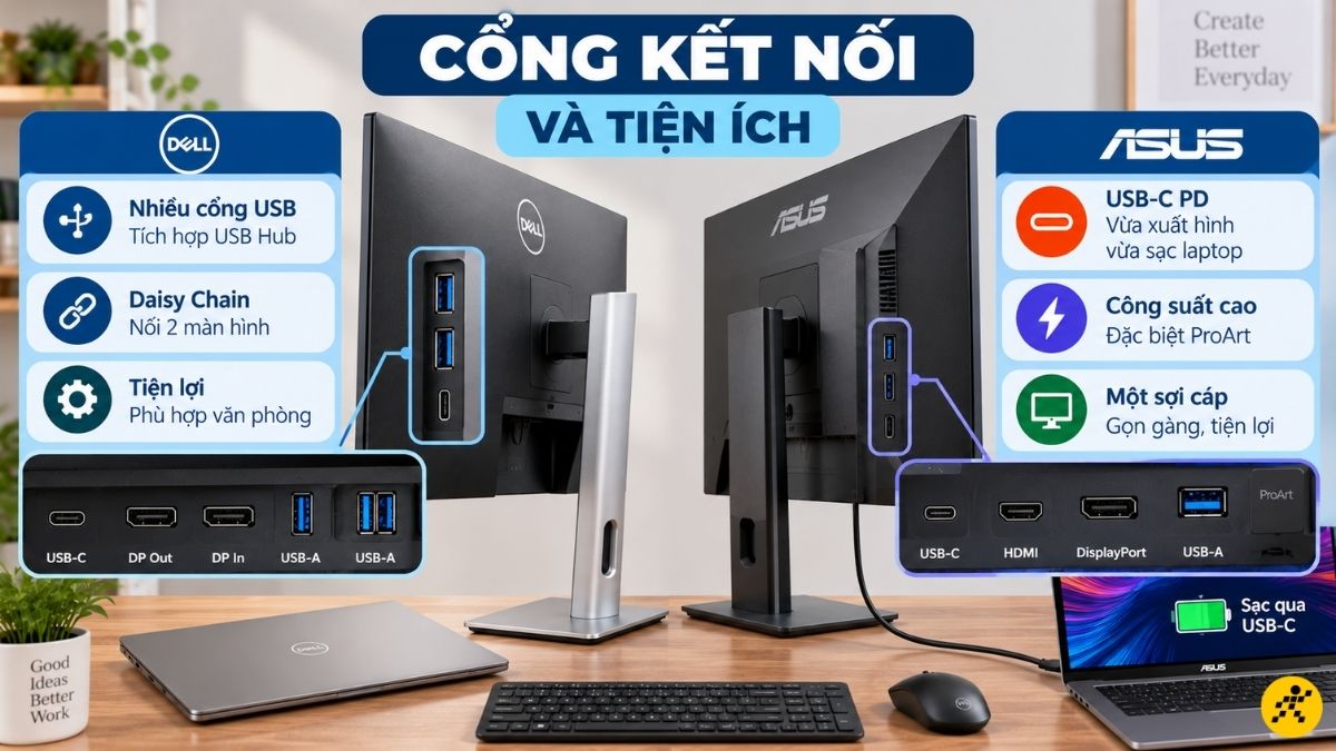 Dell thường tích hợp rất nhiều cổng USB Hub ở cạnh bên Dell thường tích hợp rất nhiều cổng USB Hub ở cạnh bên