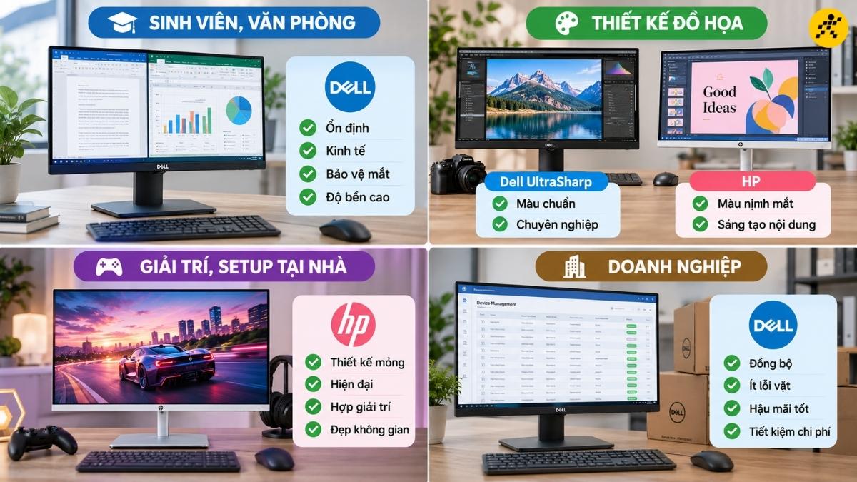 Tư vấn chọn màn hình Dell hay HP theo nhu cầu Tư vấn chọn màn hình Dell hay HP theo nhu cầu
