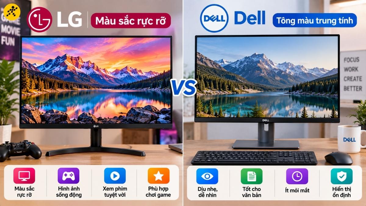 M&agrave;n h&igrave;nh LG thường cho cảm gi&aacute;c m&agrave;u sắc rực rỡ, sống động 