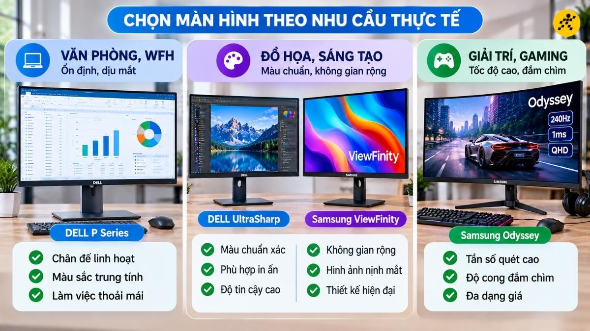 Chọn màn hình theo nhu cầu thực tế Chọn màn hình theo nhu cầu thực tế