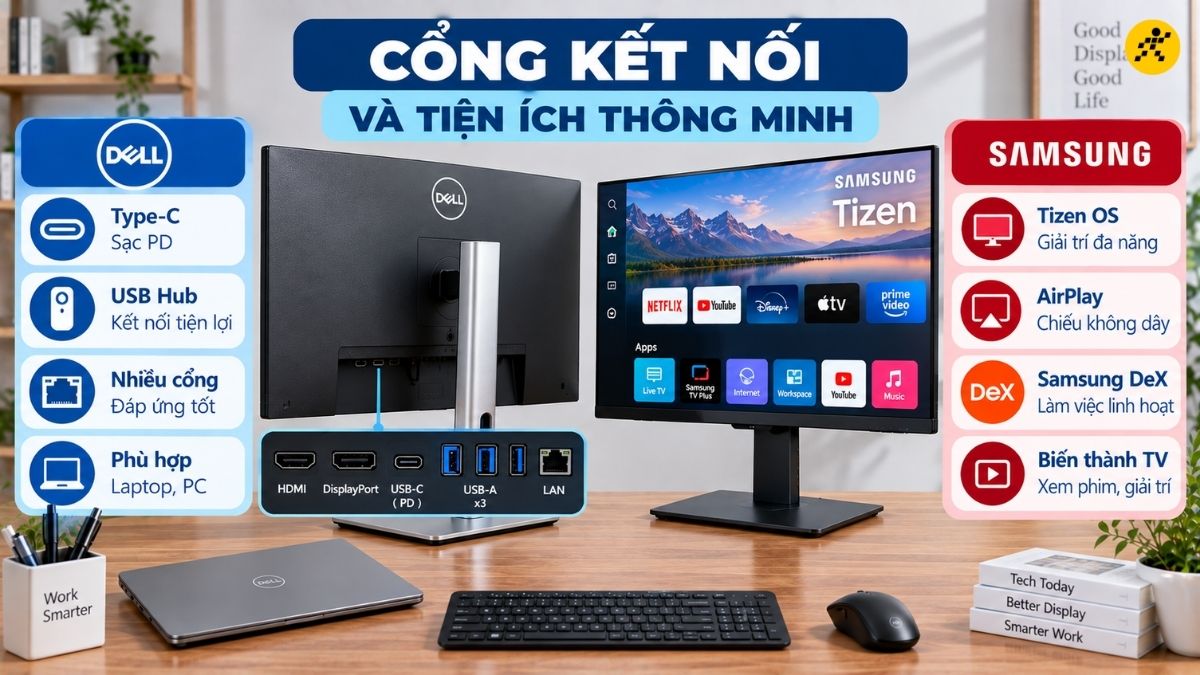 Dell biến màn hình thành trạm kết nối cực tốt Dell biến màn hình thành trạm kết nối cực tốt