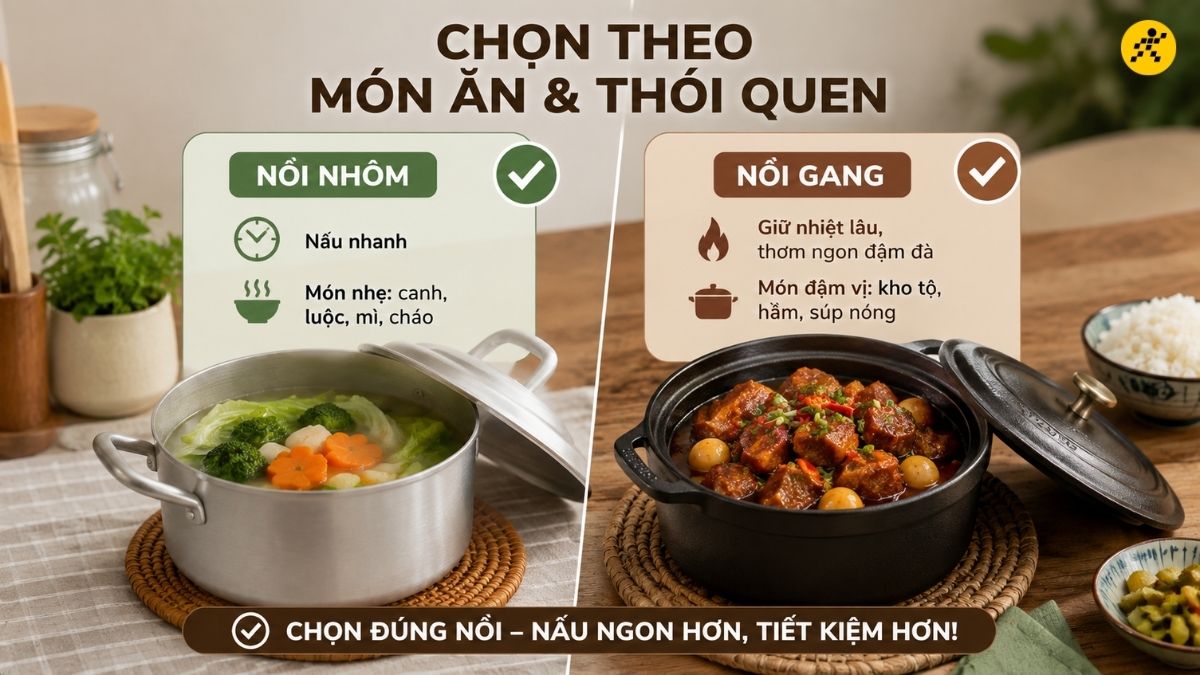 Chọn nồi theo món ăn và thói quen