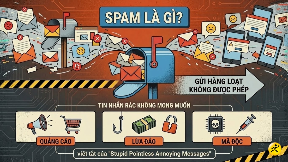 Spam l&agrave; những tin nhắn, email, b&igrave;nh luận hoặc th&ocirc;ng b&aacute;o kh&ocirc;ng mong muốn, h&agrave;ng loạt