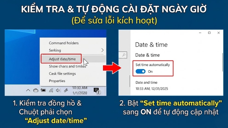 Kiểm tra ng&agrave;y v&agrave; giờ tr&ecirc;n m&aacute;y t&iacute;nh