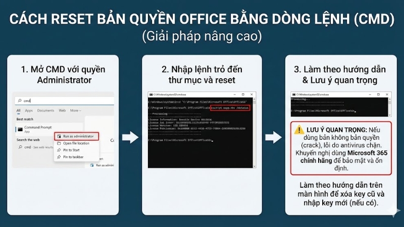 Reset bản quyền Office (D&ugrave;ng d&ograve;ng lệnh)