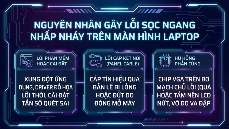 Nguy&ecirc;n nh&acirc;n khiến m&agrave;n h&igrave;nh laptop bị giật sọc ngang nhấp nh&aacute;y