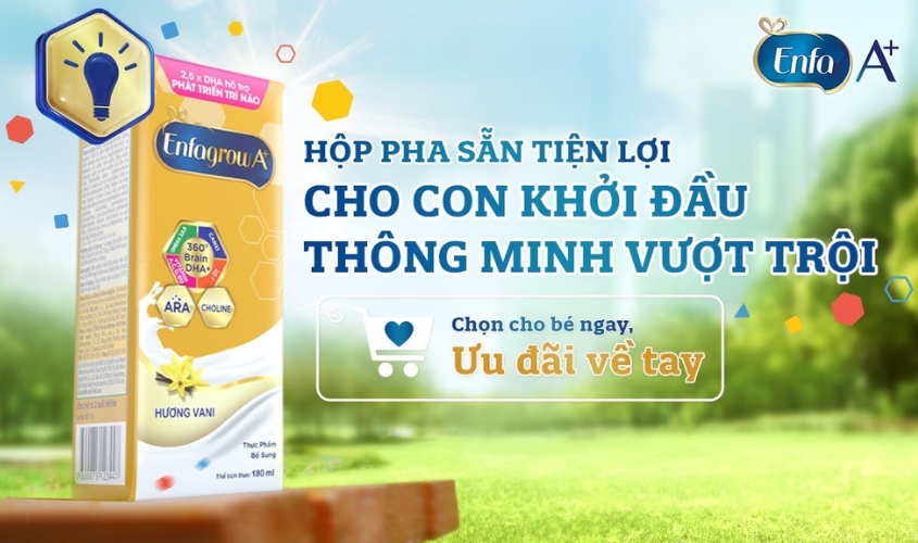 Cho bé sử dụng sữa pha sẵn Enfa để bổ sung các dưỡng chất giúp trẻ phát triển vượt trội Cho bé sử dụng sữa pha sẵn Enfa để bổ sung các dưỡng chất giúp trẻ phát triển vượt trội