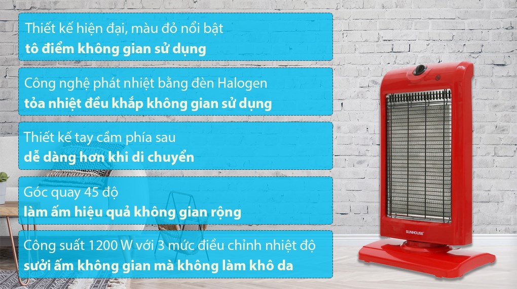 Quạt sưởi halogen Sunhouse SHD7016 giúp bố mẹ có giấc ngủ ấm áp và trọn vẹn
