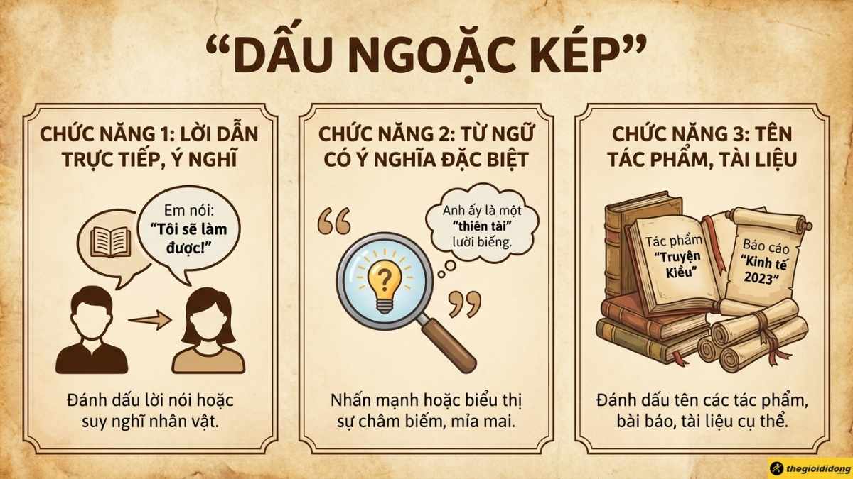 3 t&aacute;c dụng của dấu ngoặc k&eacute;p