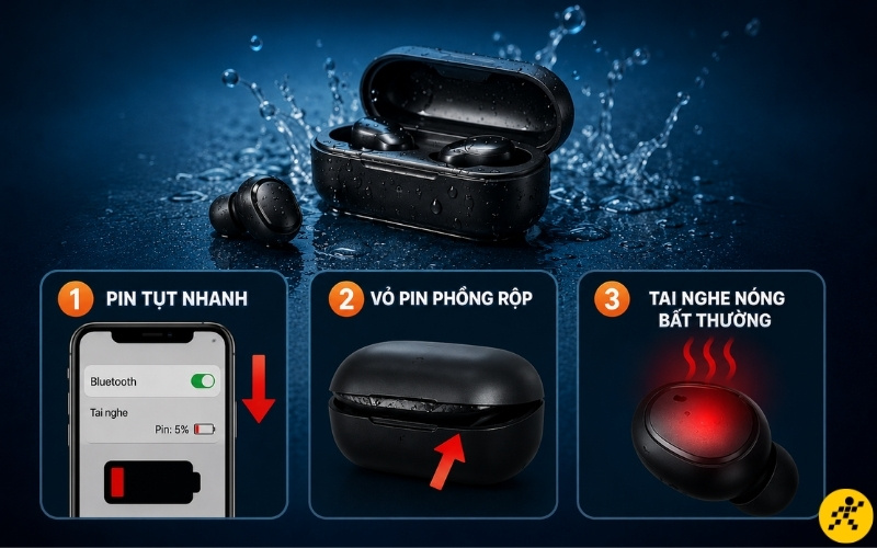 Các dấu hiệu cho thấy pin tai nghe đã bị ảnh hưởng Các dấu hiệu cho thấy pin tai nghe đã bị ảnh hưởng