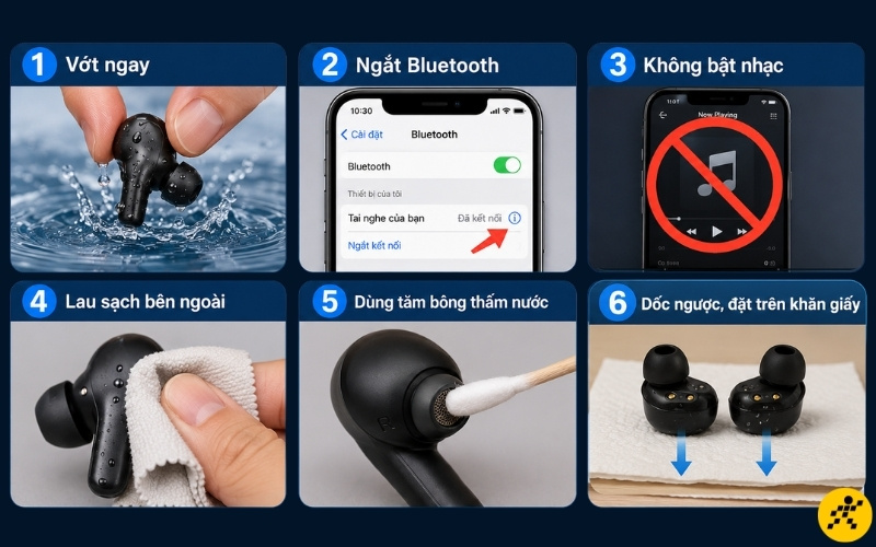 Cách xử lý nhanh khi tai nghe Bluetooth bị vô nước Cách xử lý nhanh khi tai nghe Bluetooth bị vô nước
