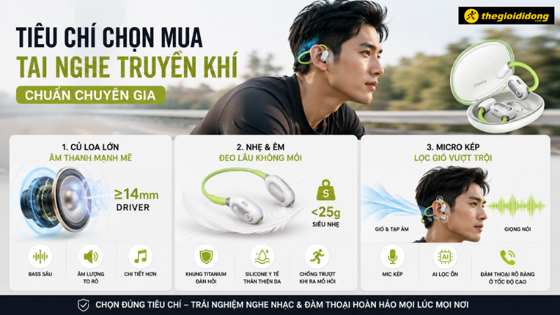 Tiêu chí chọn mua tai nghe dẫn truyền khí Tiêu chí chọn mua tai nghe dẫn truyền khí