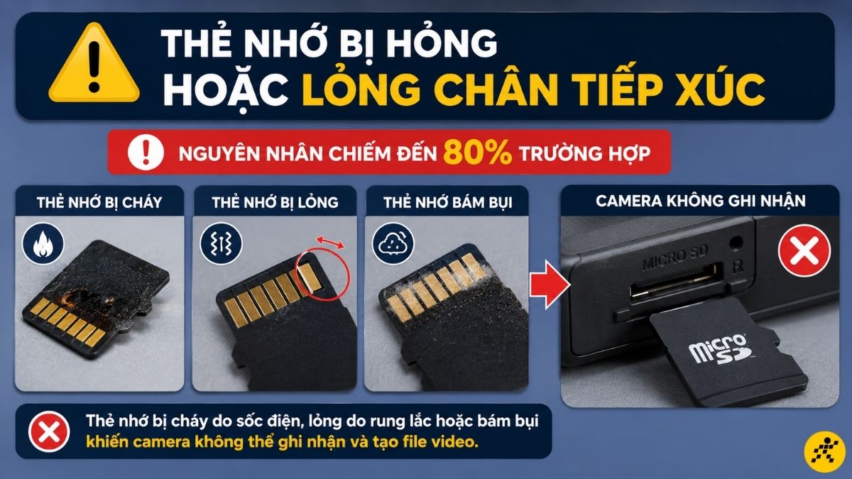 Thẻ nhớ bị hỏng hoặc lỏng ch&acirc;n tiếp x&uacute;c