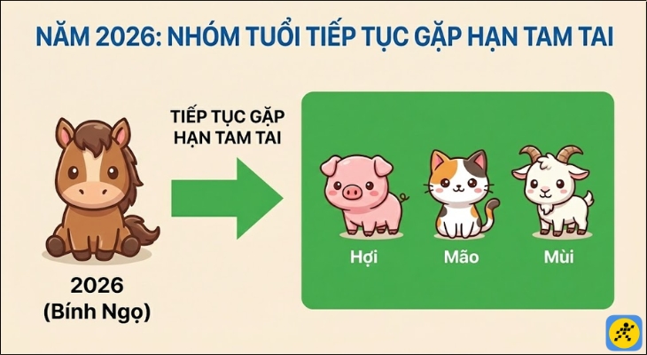 Năm 2026 là năm Bính Ngọ, nhóm tuổi tiếp tục gặp hạn vẫn là bộ ba Hợi - Mão - Mùi