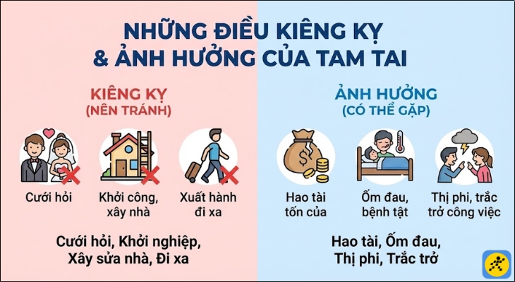 Người gặp hạn Tam tai dễ bị ốm vặt, bệnh kéo dài hoặc gặp các tai nạn nhỏ khi di chuyển, sử dụng đồ vật sắc nhọn