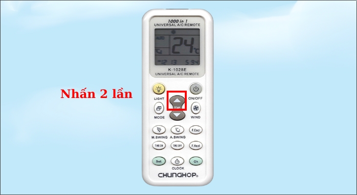 Nhấn nút tăng nhiệt độ hai lần