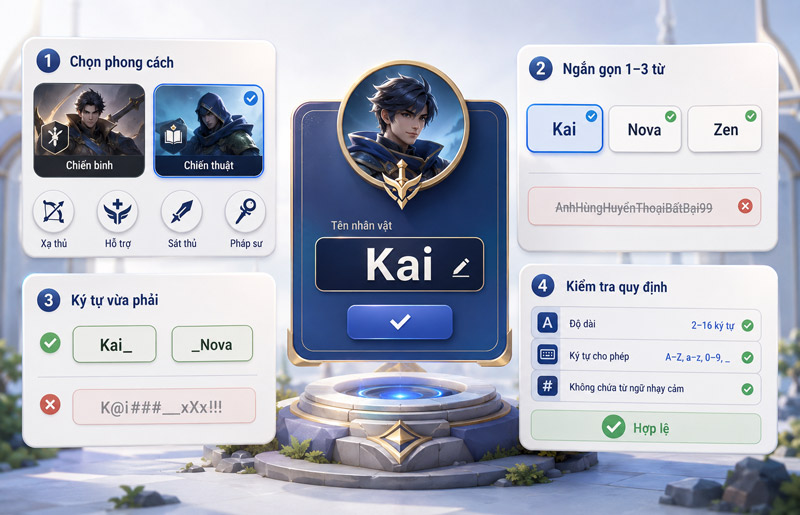 Chọn tên game ngắn, rõ nghĩa và đúng phong cách sẽ giúp nickname nổi bật mà vẫn dễ nhớ, dễ đọc