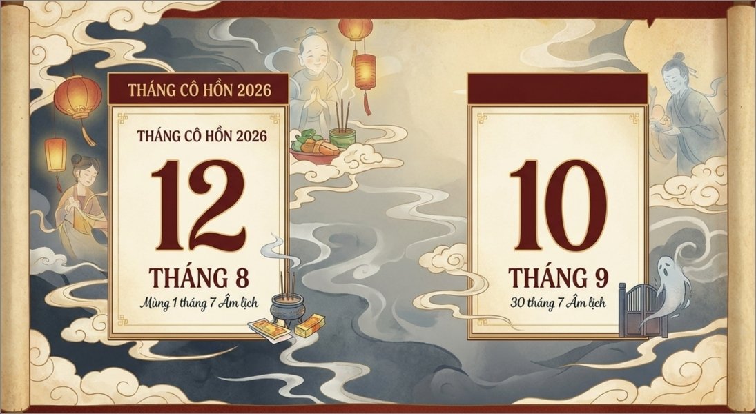 Tháng cô hồn năm 2026 sẽ rơi trọn vào khoảng từ giữa tháng 8 đến đầu tháng 9 dương lịch