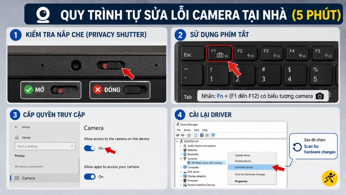 Quy tr&igrave;nh tự sửa lỗi camera tại nh&agrave; (5 ph&uacute;t)