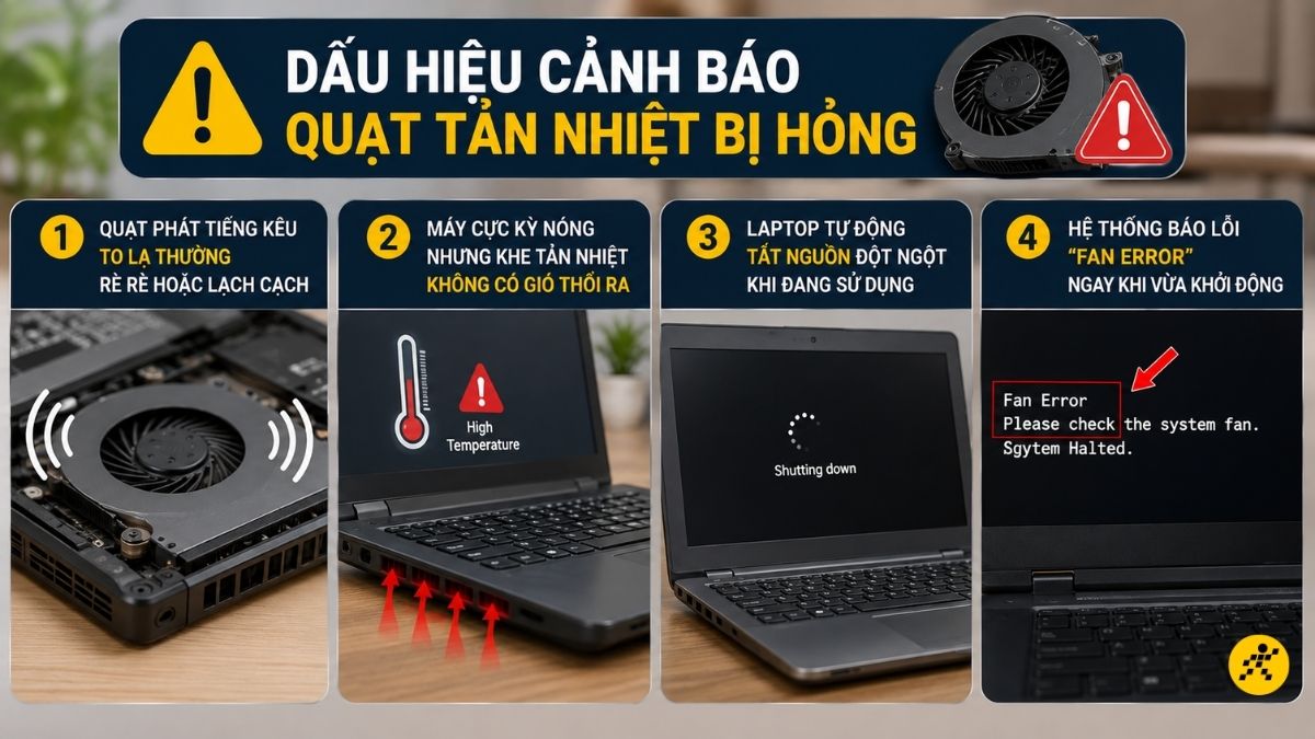 Dấu hiệu cảnh b&aacute;o quạt tản nhiệt bị hỏng