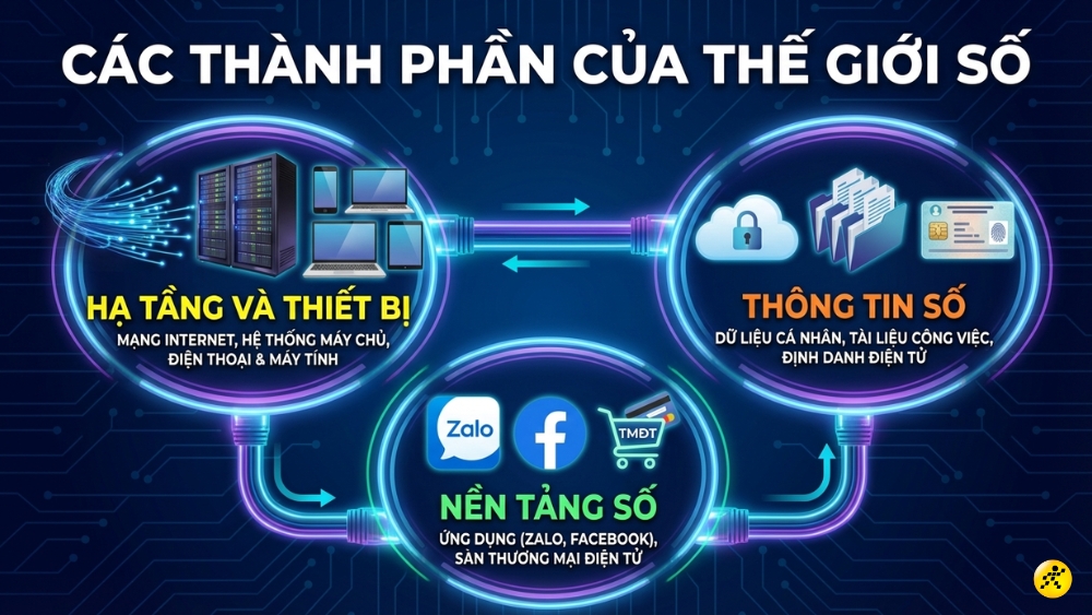 C&aacute;c th&agrave;nh phần ch&iacute;nh của thế giới số