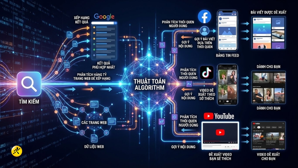 Thuật to&aacute;n tr&ecirc;n c&aacute;c c&ocirc;ng cụ tìm ki&ecirc;́m v&agrave; mạng xã h&ocirc;̣i
