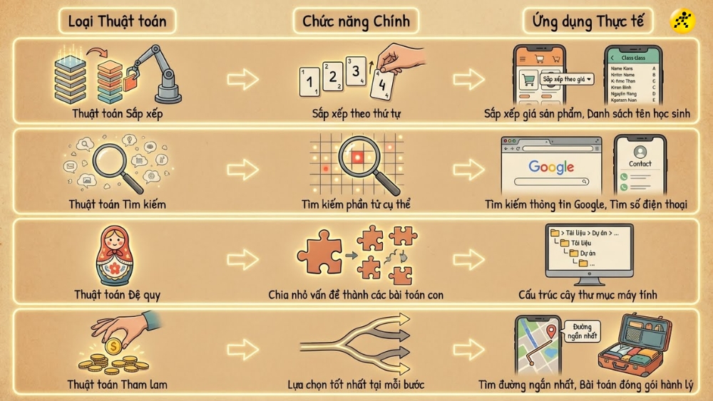 C&aacute;c loại thu&acirc;̣t toán ph&ocirc;̉ bi&ecirc;́n hi&ecirc;̣n nay