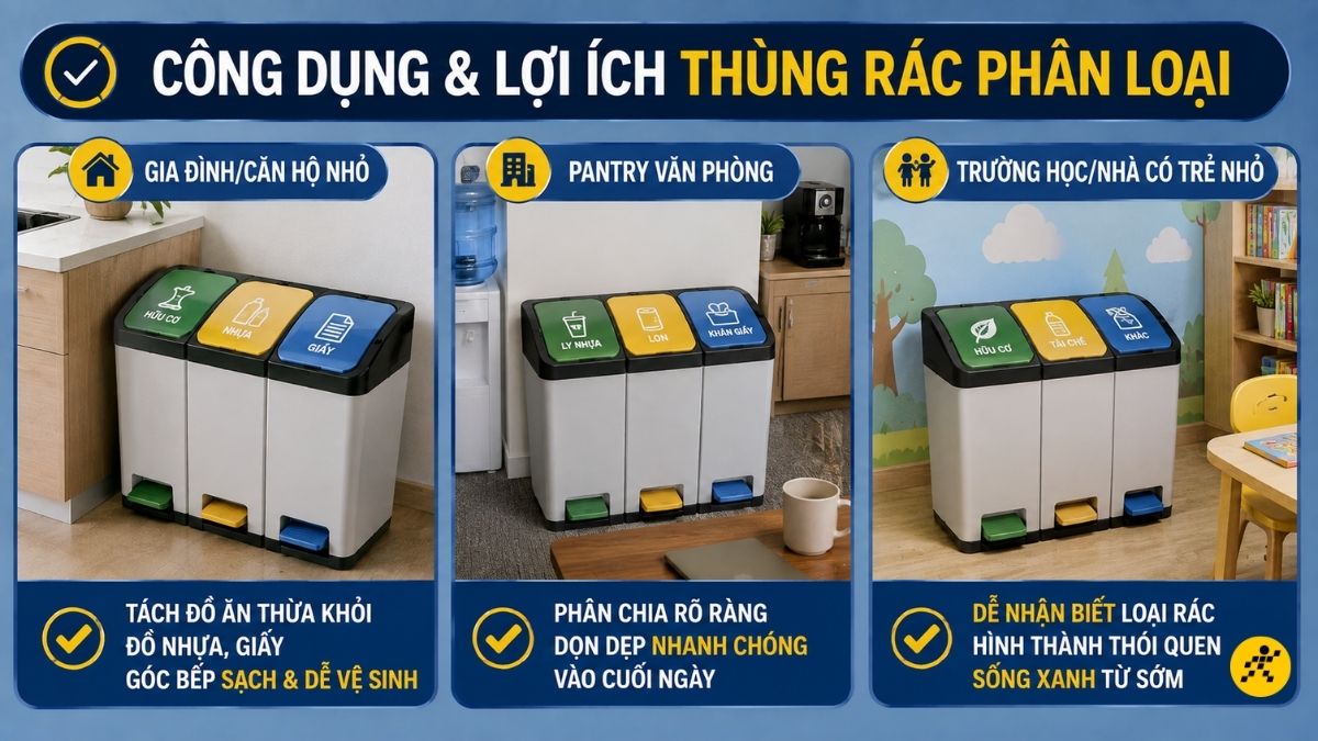 Công dụng và lợi ích thùng rác phân loại Công dụng và lợi ích thùng rác phân loại