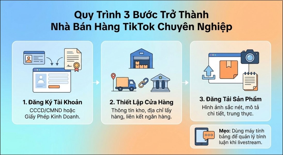 Quy trình 3 bước để trở thành TikTok Seller chuyên nghiệp Quy trình 3 bước để trở thành TikTok Seller chuyên nghiệp