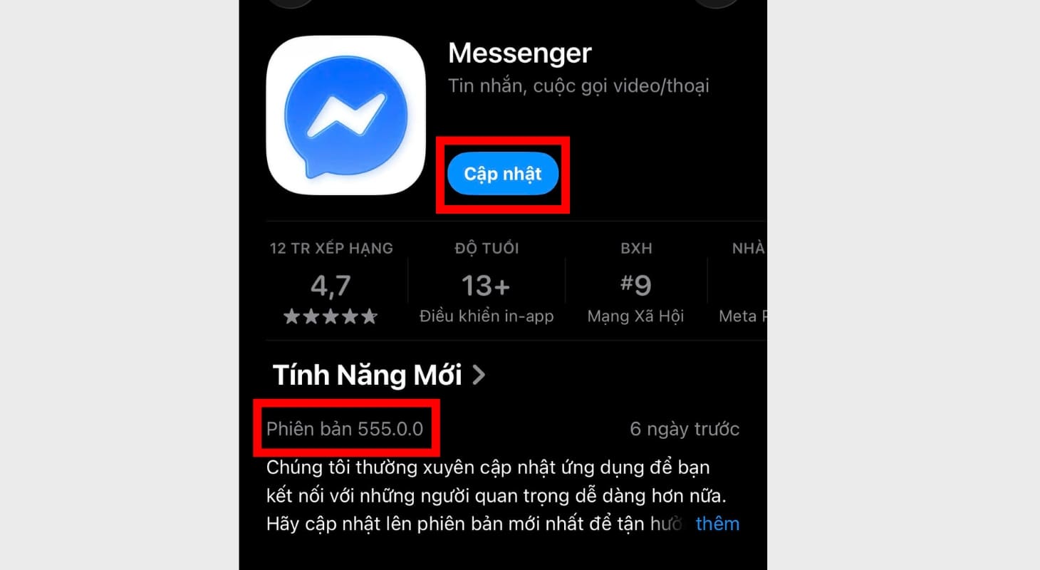 Cập nhật ứng dụng Messenger phiên bản mới nhất
