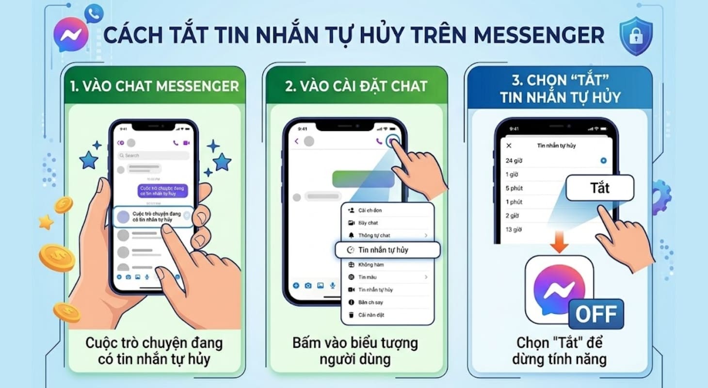 Bạn có thể tắt tính năng tin nhắn tự hủy trên Messenger