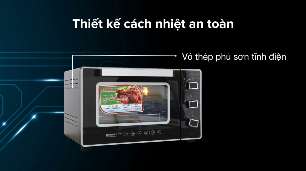 Hệ thống điện trở lò nướng Sanaky giúp nhiệt phân bố đều trong khoang lò