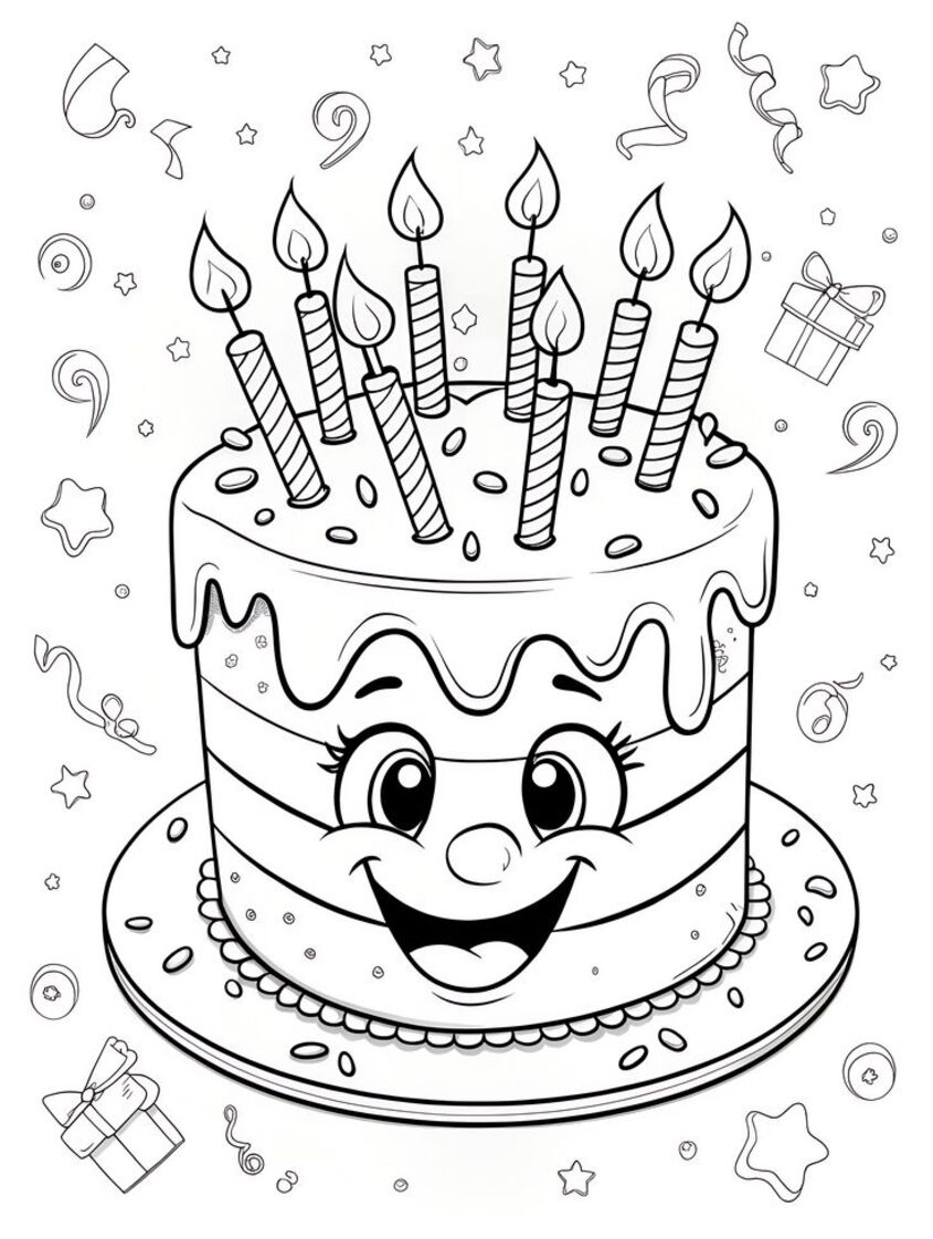 Tô màu bánh sinh nhật 3